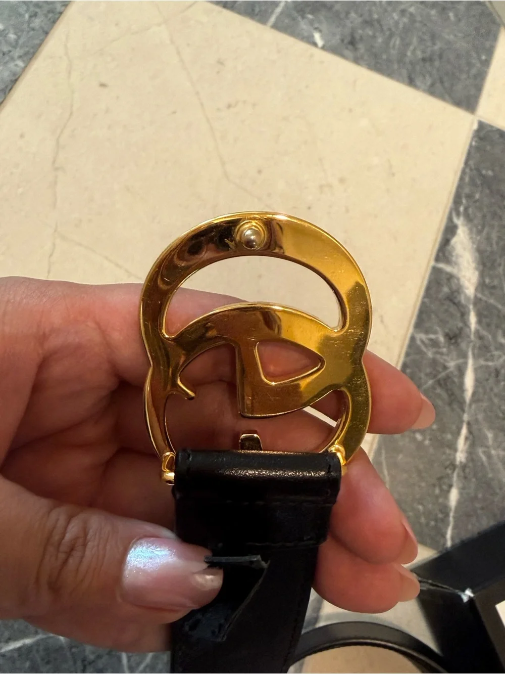 Gucci GG Marmont Black Leather Belt